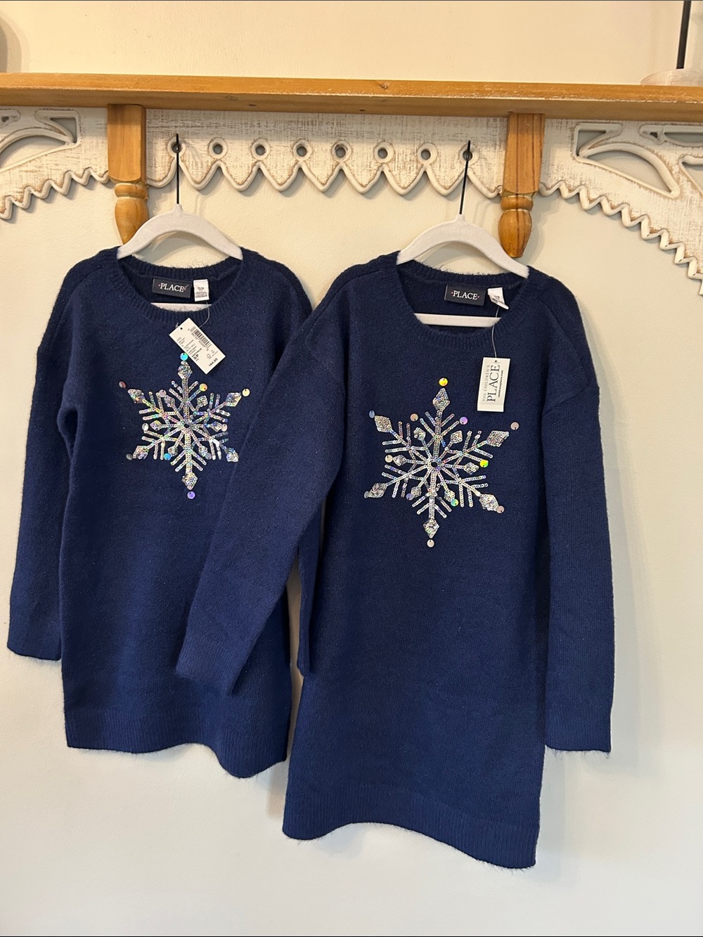 The Children's Place Navy Knit Dress with Silver Snowflake - holiday - size 7/8 - Picture 7 of 9